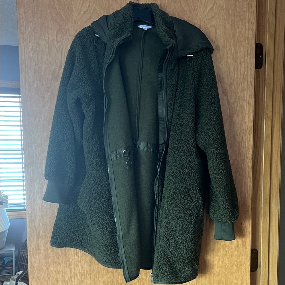 Time and Tru Olive Green Fleece Jacket